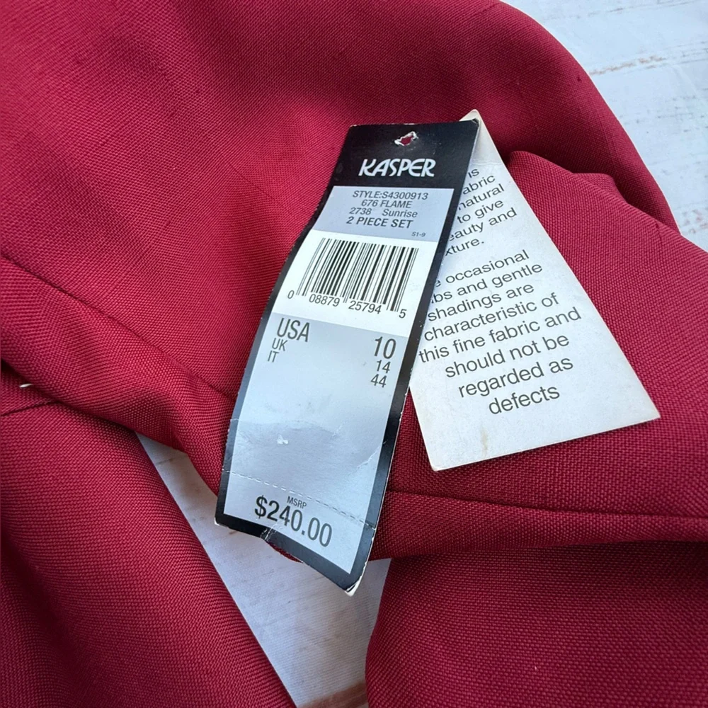 Kasper 100% Silk Red Suit Blazer –‎ Size 10 (BNWT) - Picture 12 of 12